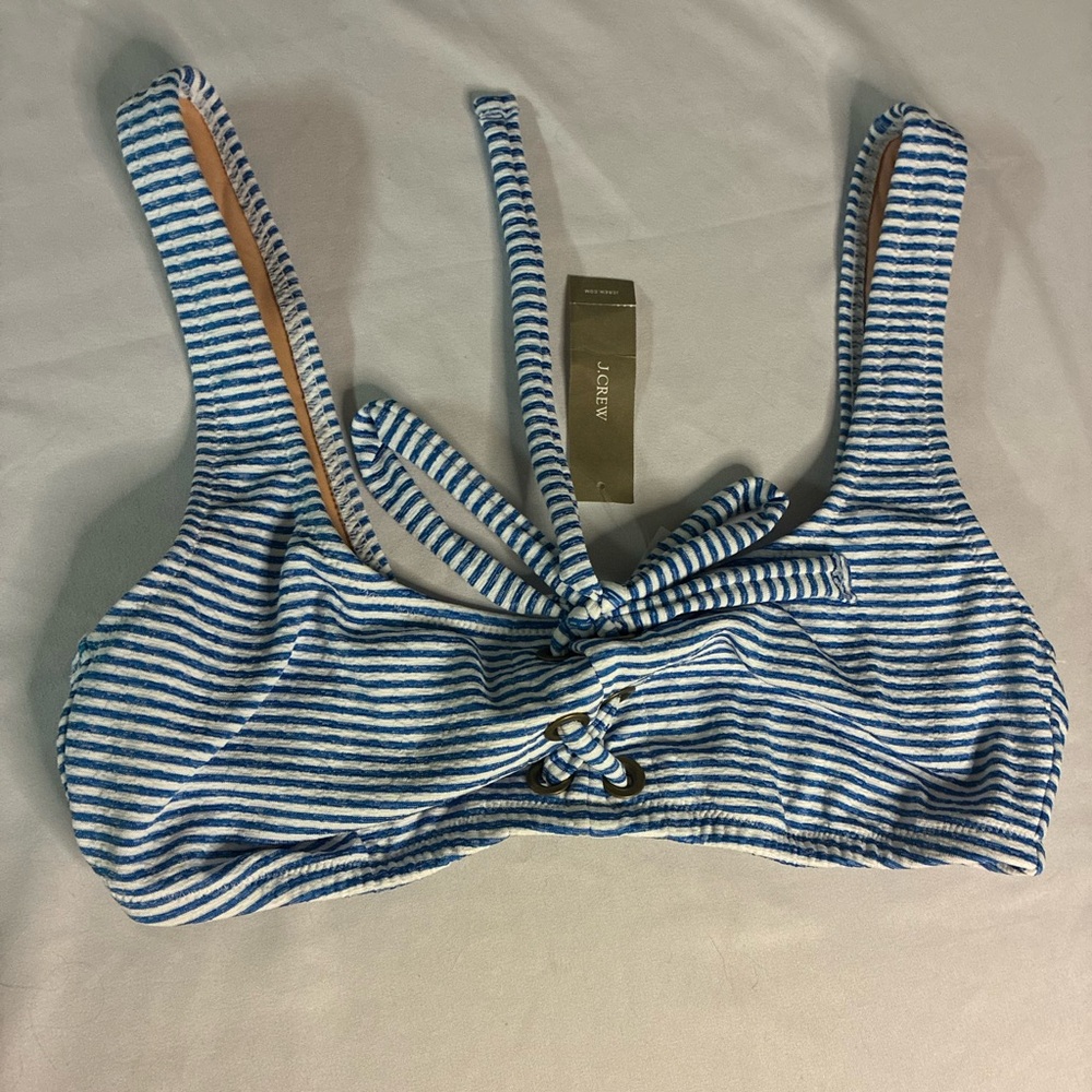 J crew Striped NWT Blue and White Bikini Top